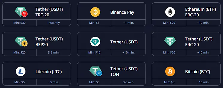 cryptocurrency deposits
